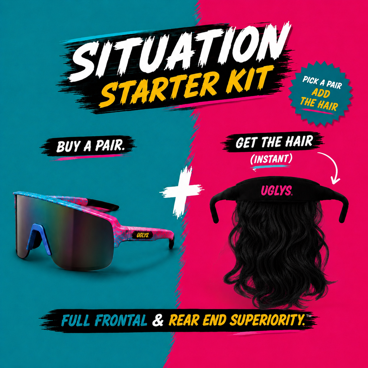 UGLYS™️ Blackout Sunglass Strap-On Mullet