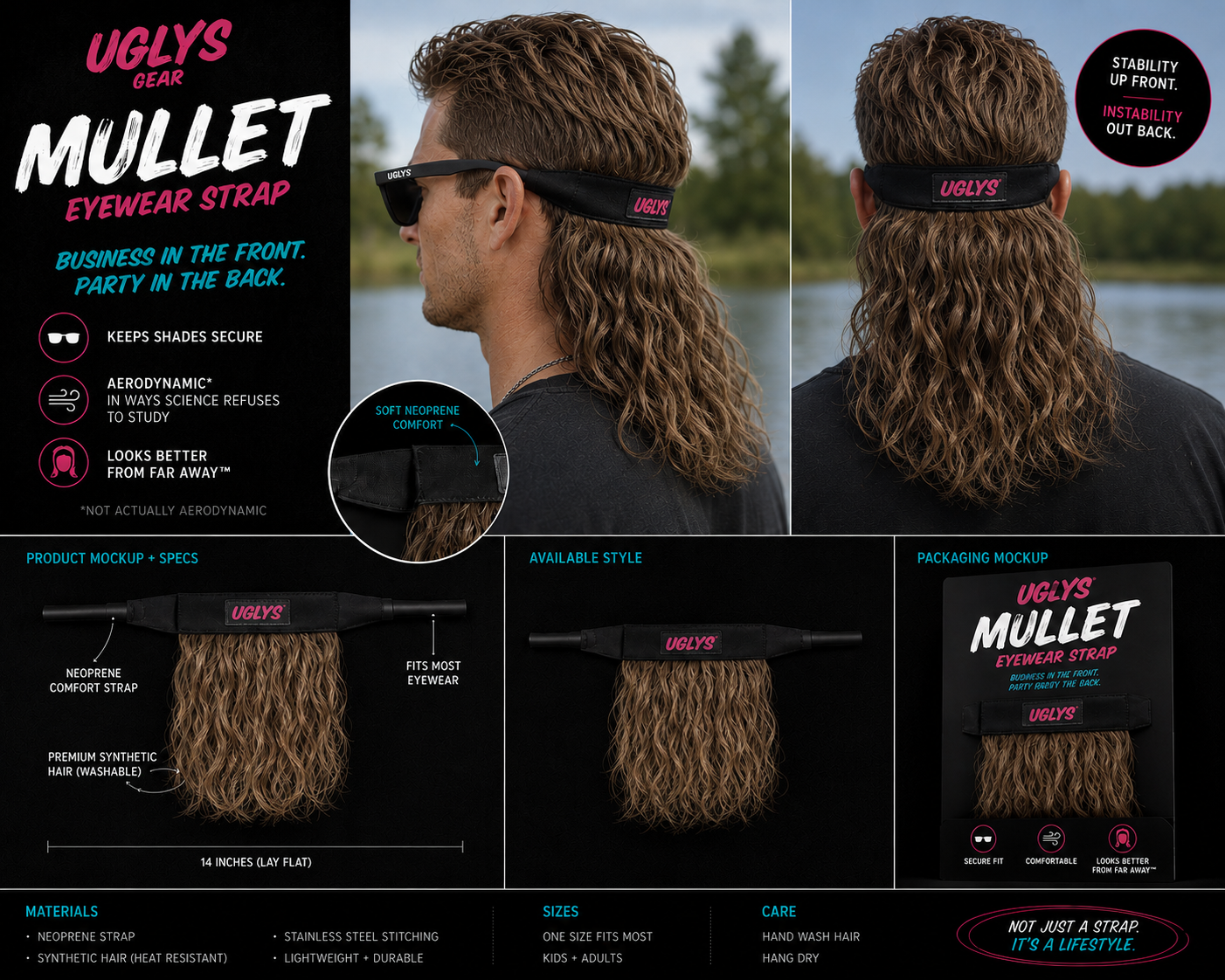 UGLYS™️ The Interruptor Mullet sunglasses by UGLYS EYEWEAR with bold black frames and tinted lenses, stylish and modern eyewear.