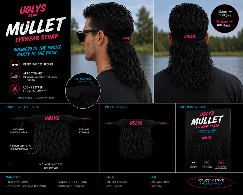 UGLYS™️ Blackout Sunglass Strap-On Mullet