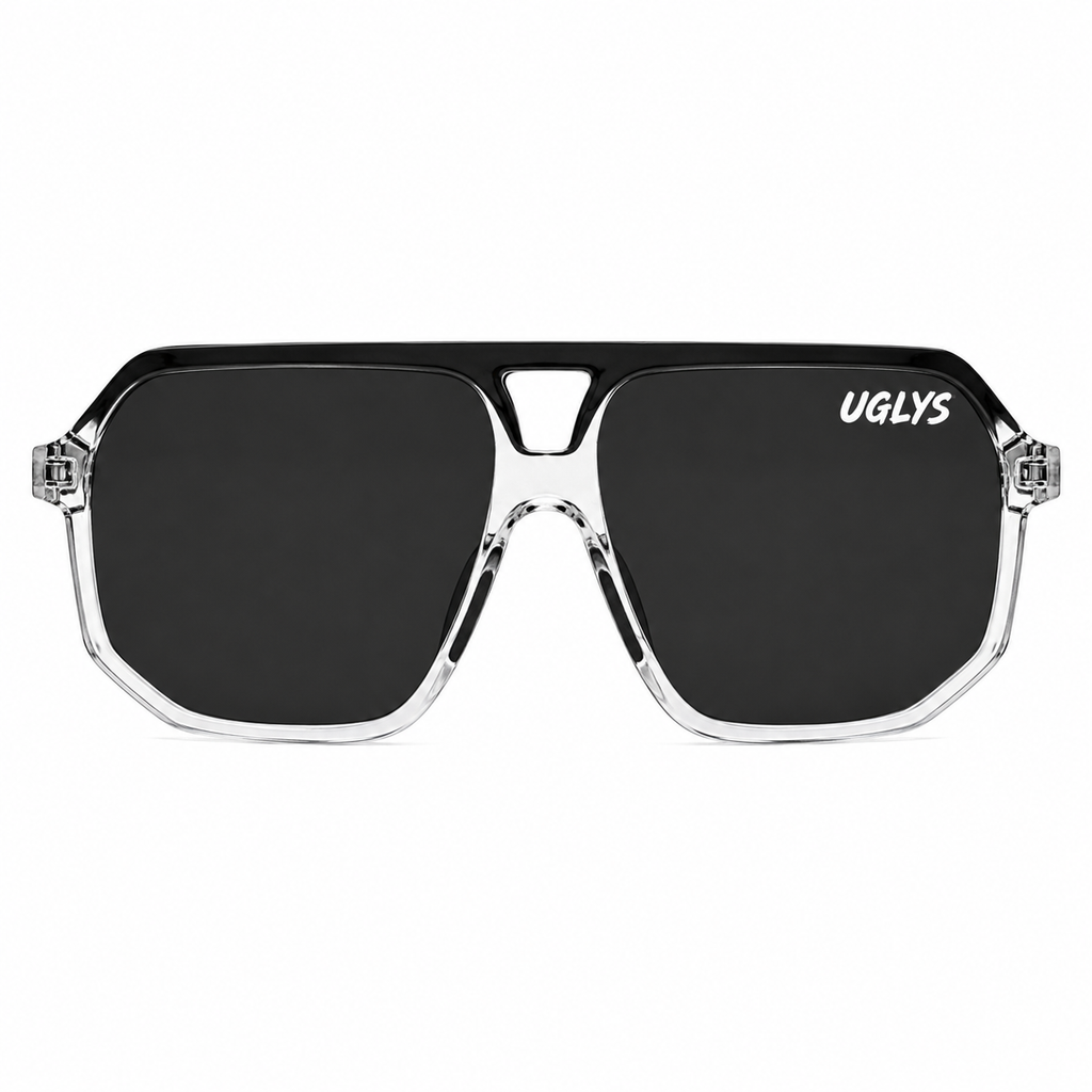 UGLYS Super Casuals Smoke Show sunglasses with dark tinted lenses and black frame, casual style from UGLYS EYEWEAR.