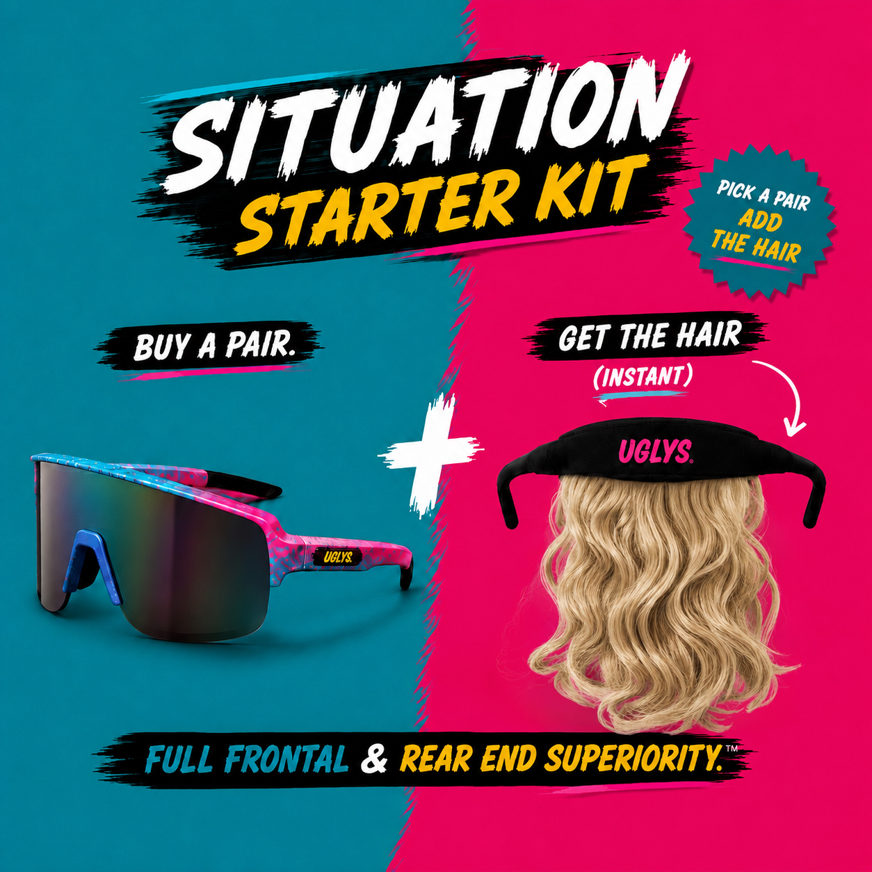 UGLYS™️ Blonde Sunglass Strap-On Mullet