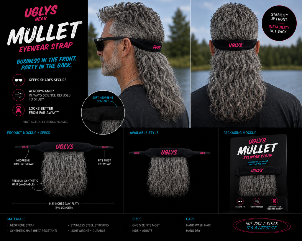 UGLYS™️ Gray Sunglass Strap-On Mullet