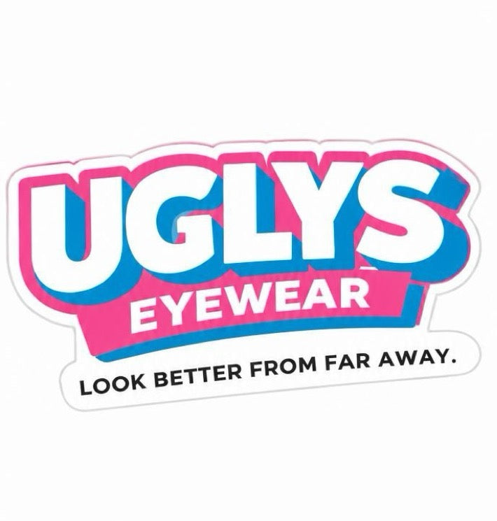 UGLYS Original Stickers featuring bold, colorful designs from UGLYS EYEWEAR on a white background.