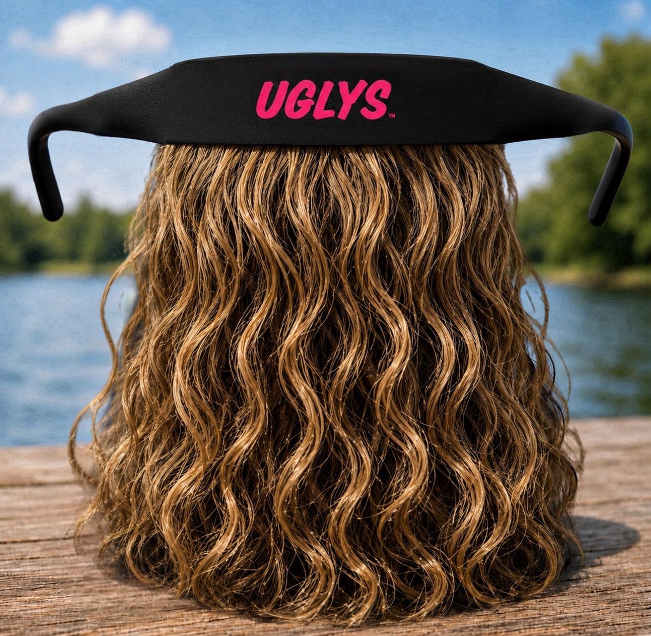 UGLYS™️ Sunglass Strapped Mullet from UGLYS EYEWEAR featuring a unique mullet hairstyle with sunglasses attached.