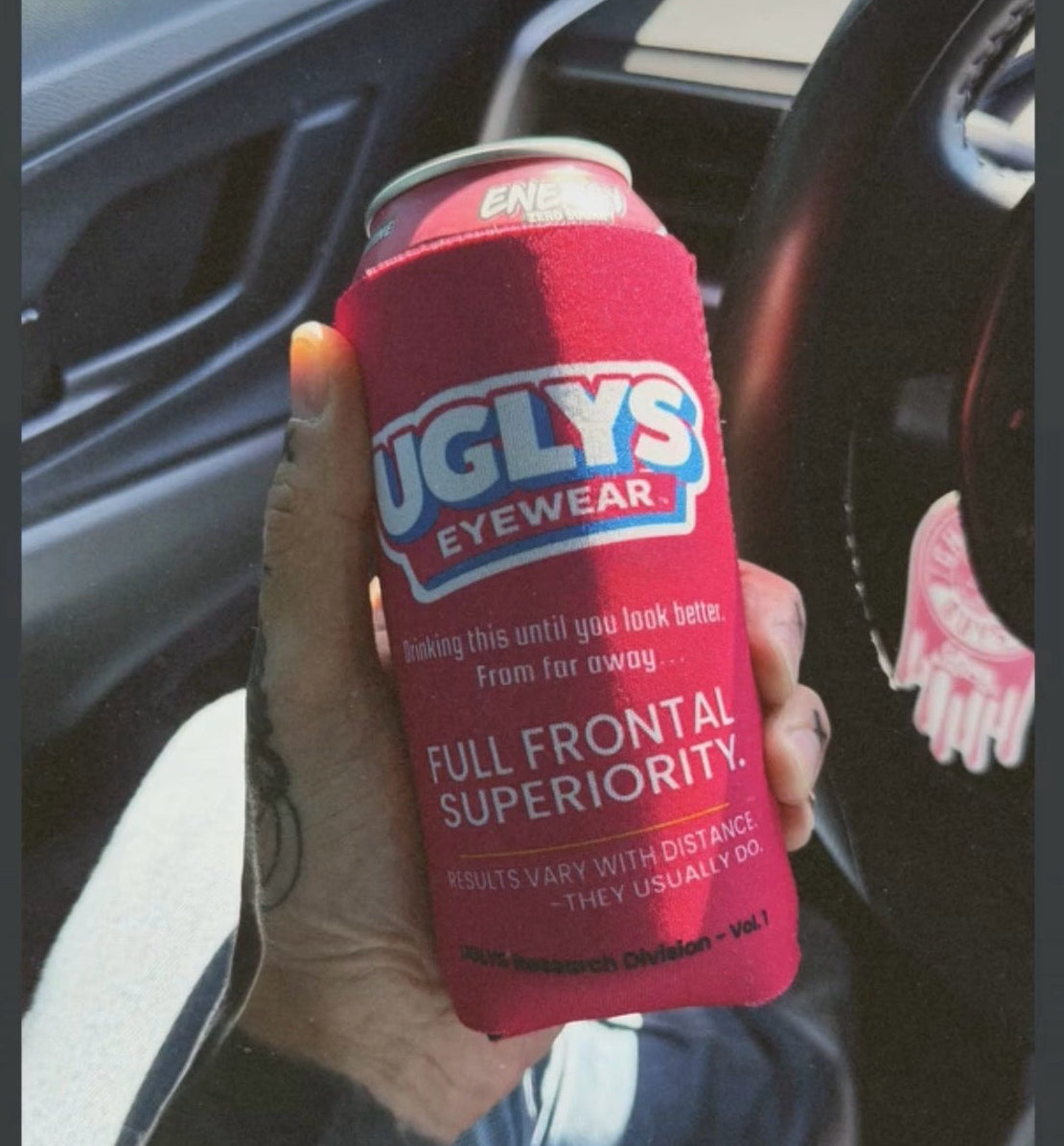 UGLYS™️ 16-ounce tumbler with "to Freedom" design from UGLYS EYEWEAR, featuring a sleek, modern look and durable stainless steel construction.