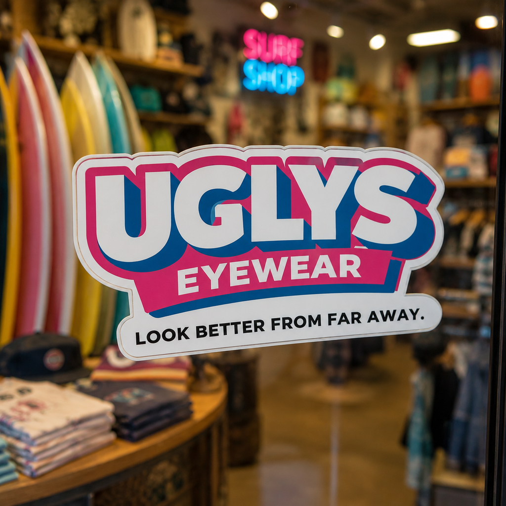 UGLYS Original Stickers featuring bold, colorful designs from UGLYS EYEWEAR on a white background
