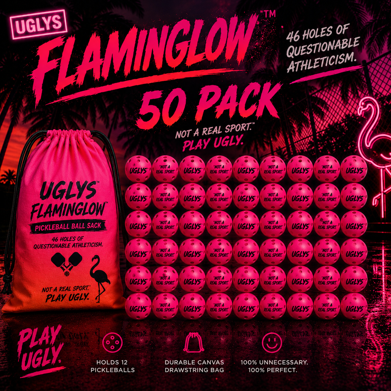 UGLYS Flaminglow Pickleball Balls