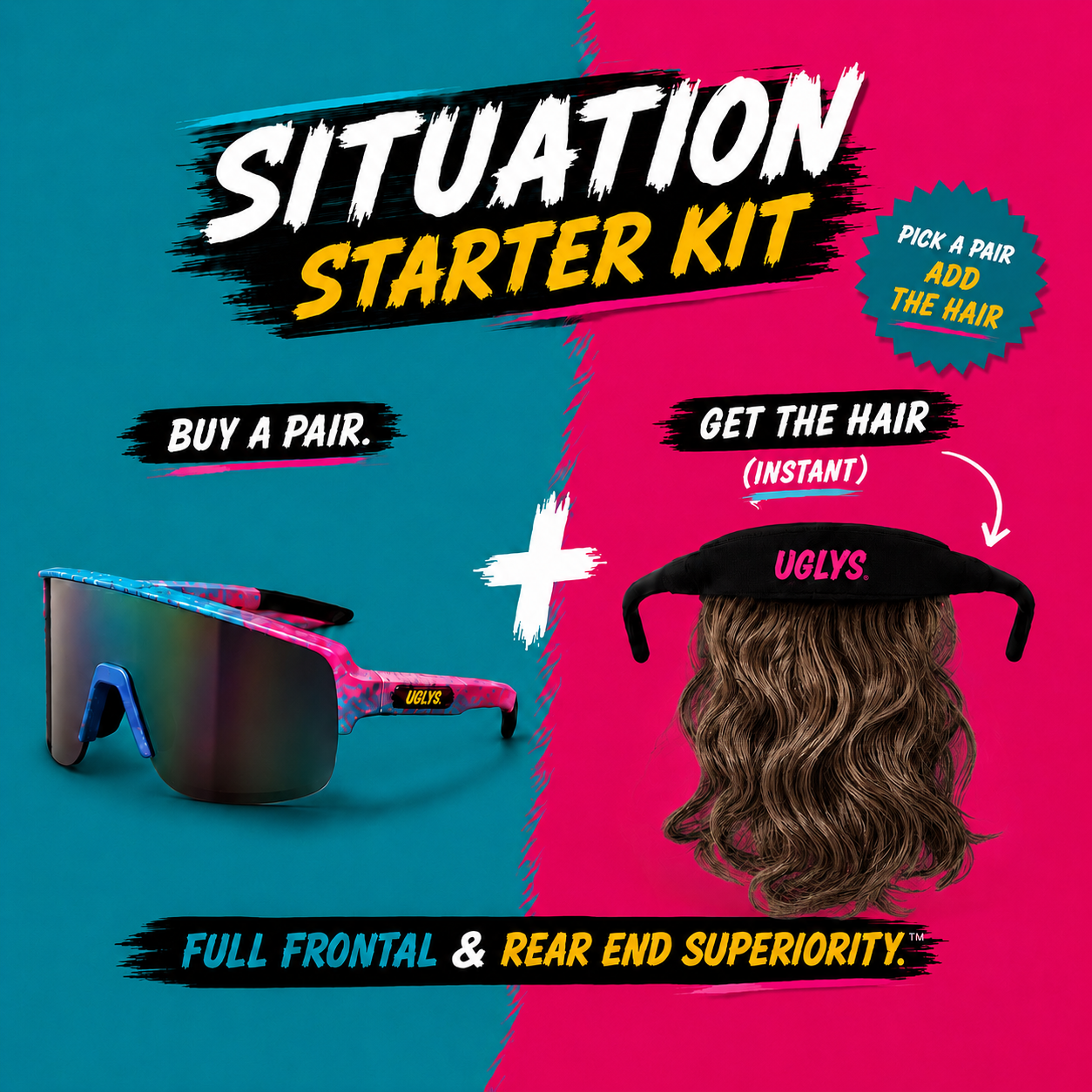 UGLYS™️ Brown Town Sunglass Strap-On Mullet System