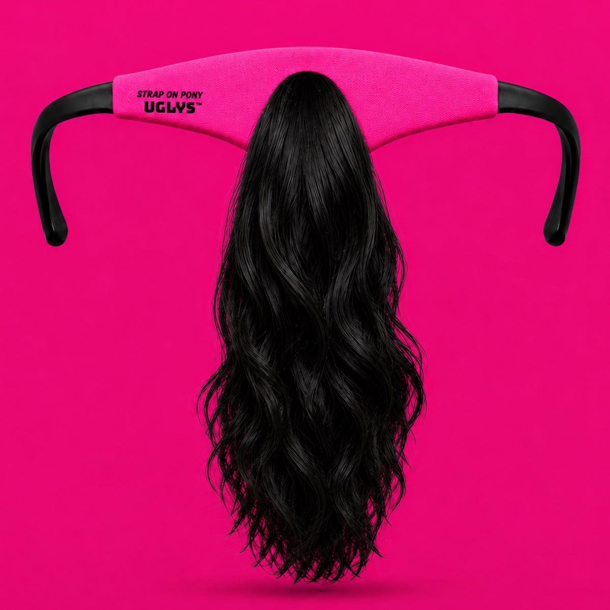 Uglys Eyewear UGLYS™ sunglass strap-on pony in bright pink with adjustable strap and playful pony design for sunglasses.